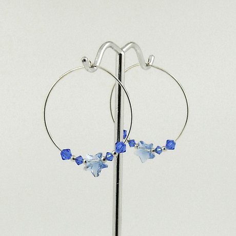 E0511 - Sapphire Stars 30 mm hoops" E0511 - Sapphire Stars 30 mm hoops"